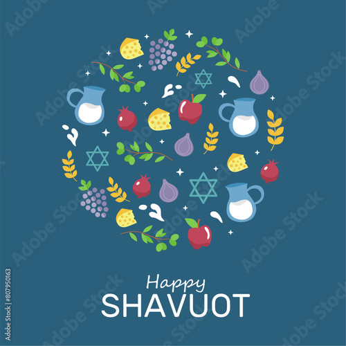 happy jewish shavuot celebration poster template vector