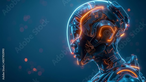 AI A 3D render of a futuristic AIpowered virtual reality interface, with intricate holographic displays and glowing circuitry, showcasing the immersive potential of AI