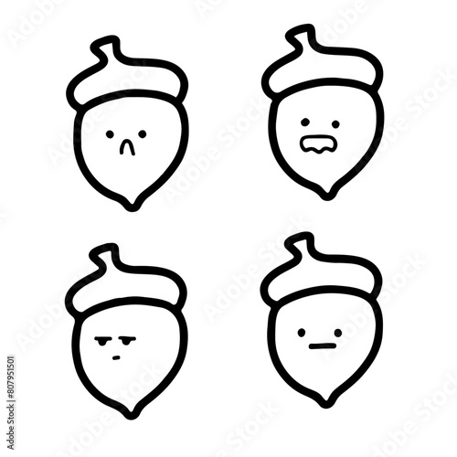 Adorable Oak Acorn Illustrations | Cute Hand Drawings | For Creative Projects | Minimalist Design