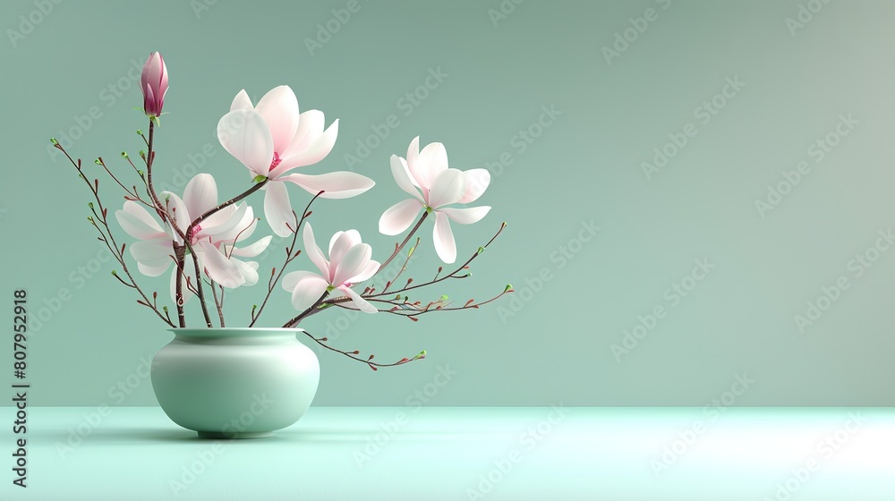 Whimsical MAGNOLIA BLOSSOM on the pot minimalism Whimsical MAGNOLIA BLOSSOM on the pot minimalism