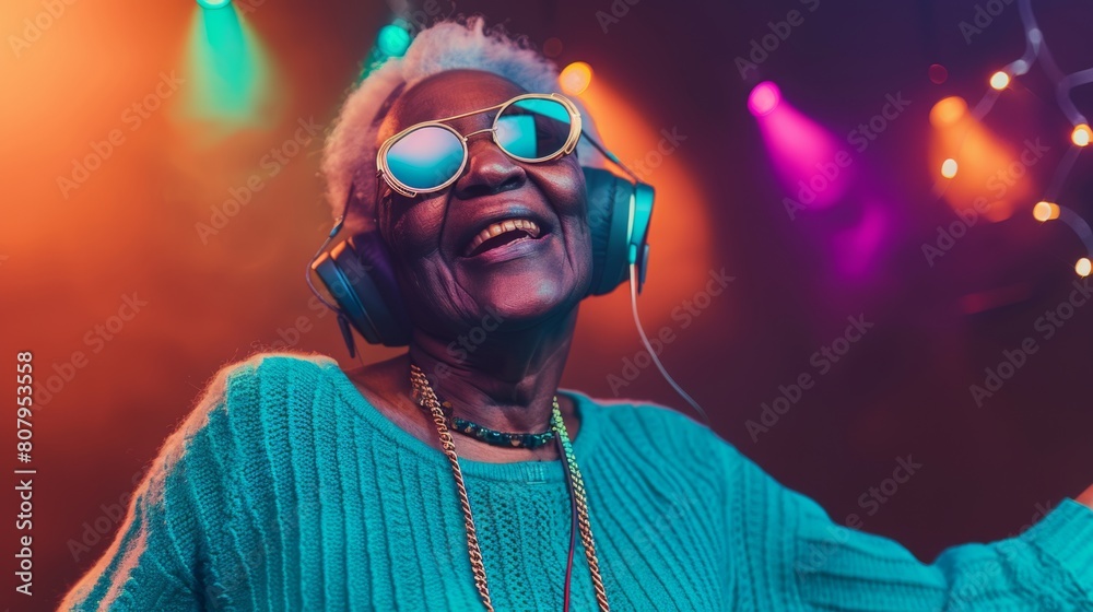 Joyful Senior Woman at Disco
