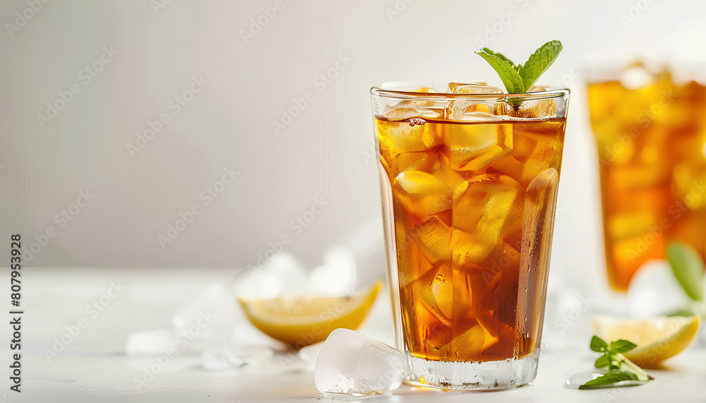 Glass of ice tea on white background Glass of ice tea on white background