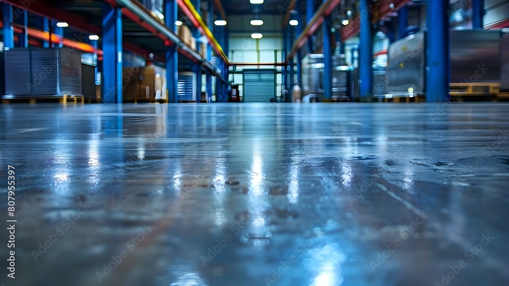 Maintaining a Clean Polished Concrete Floor in an Industrial Manufacturing Plant or Warehouse. Concept Concrete Floor Cleaning, Industrial Floor Maintenance, Warehouse Flooring, Cleaning Tips