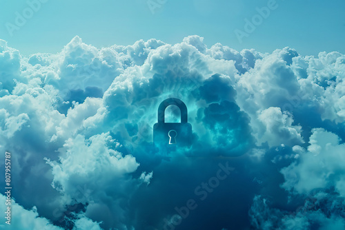 Cloud Security Concept with Lock Symbol - Generative AI.