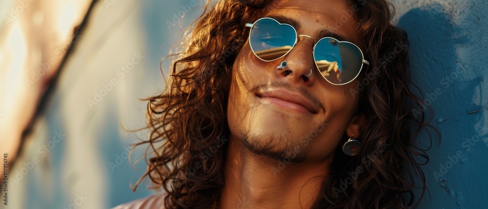 Handsome Multiethnic Caucasian Male Posing for Camera. Wearing Sweaters, Eyeglasses, Earrings, and Nose Ring. Warm Color Edit. Handsome Multiethnic Caucasian Male Posing for Camera. Wearing Sweaters, Eyeglasses, Earrings, and Nose Ring. Warm Color Edit.