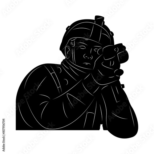 Vector illustration of army soldier silhouette on transparent background