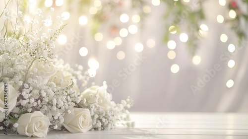 backdrop elegant table with soft focus wedding background