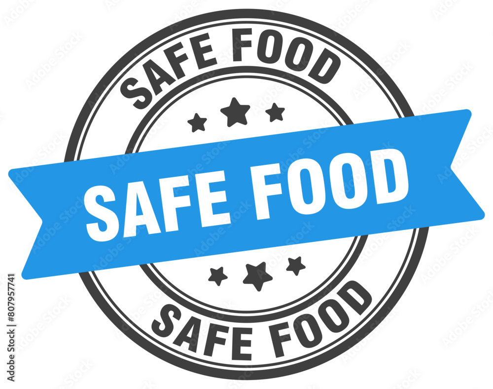 safe food stamp. safe food label on transparent background. round sign