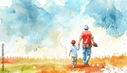 A man and a boy are playing baseball