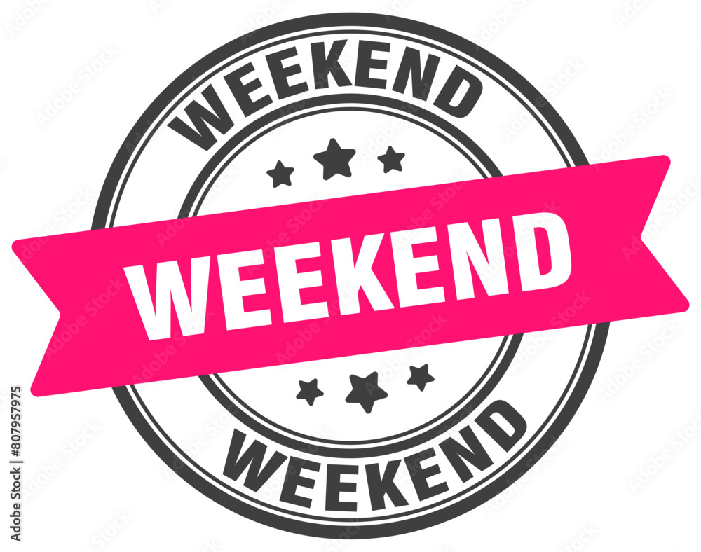 Obraz premium weekend stamp. weekend label on transparent background. round sign