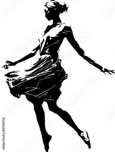 Dynamic Ballerina in Motion Captured in Striking Black and White Silhouette