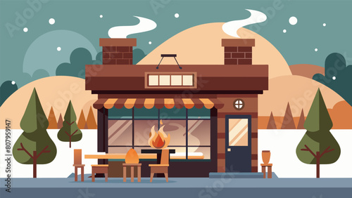 A large fireplace in the corner adds warmth and comfort to this soft and inviting coffee shop perfect for a chilly day..