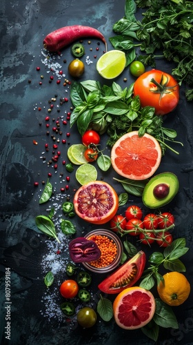 A Bountiful Harvest: A Vibrant Spread of Fresh Fruits and Vegetables