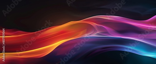  Black background with a colorful gradient, smooth lines, soft edges, and blurred tones create an abstract rainbow wave pattern, adding visual impact to the design of mobile wallpa