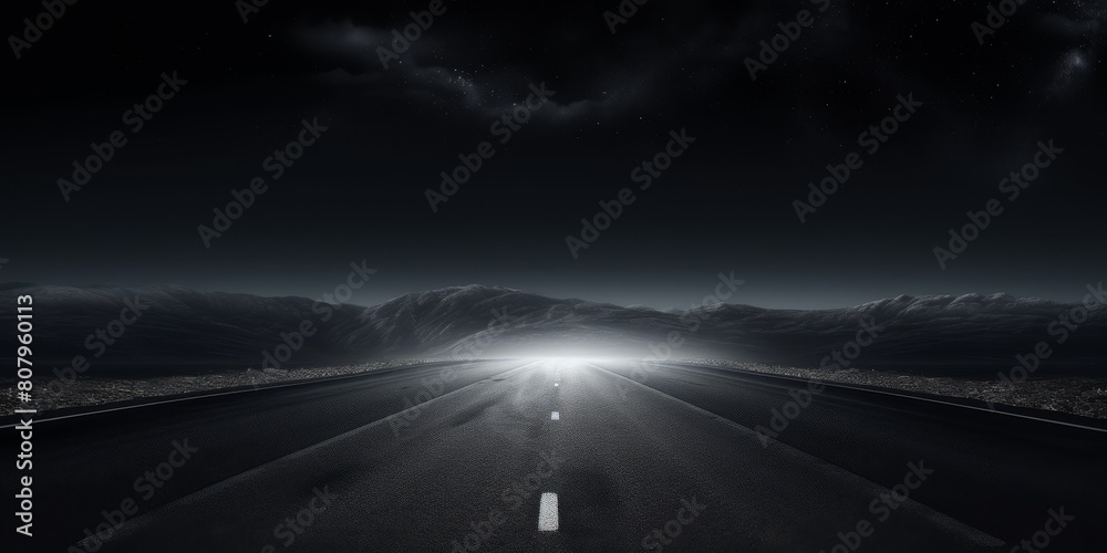 Wet asphalt, reflection of neon lights, a searchlight, smoke. Abstract light in a dark empty street with smoke, smog. Dark background scene of empty street, night view, night city. High quality photo