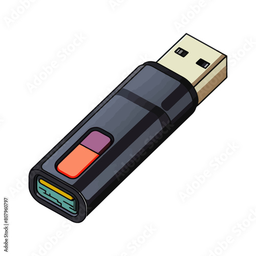 USB Storage isolated on a white background. Vector illustration.