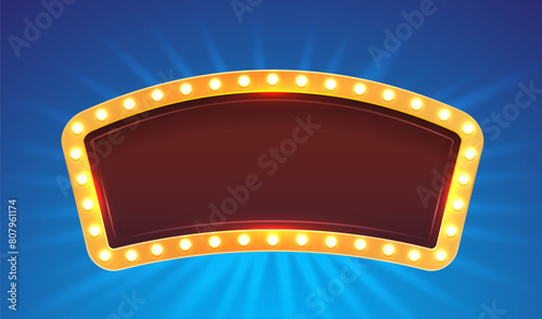 Light frame label, event bar casino, show signboard. Vector illustration