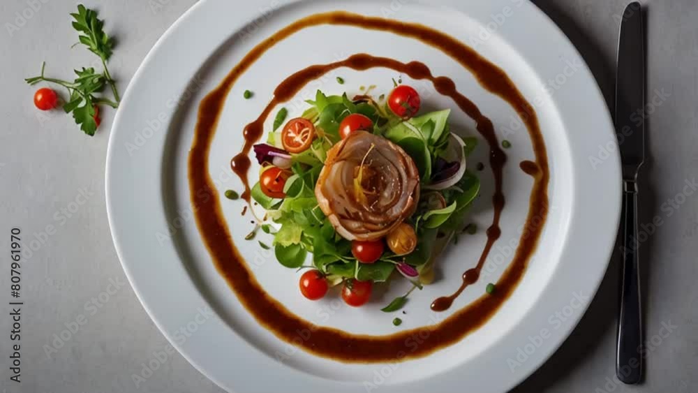 Lyonnaise salad in a plate restaurant Lyonnaise salad in a plate restaurant