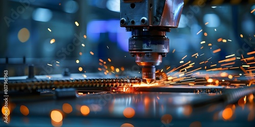 Advanced robotic metalworking technology for manufacturing and repairing metal workpieces using laser melting. Concept Robotic Metalworking, Laser Melting Technology, Advanced Manufacturing photo
