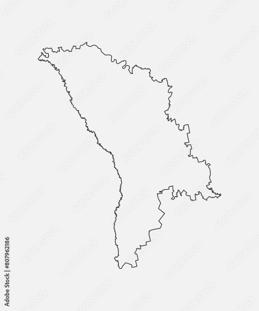 Vector outline map Moldova, line border country