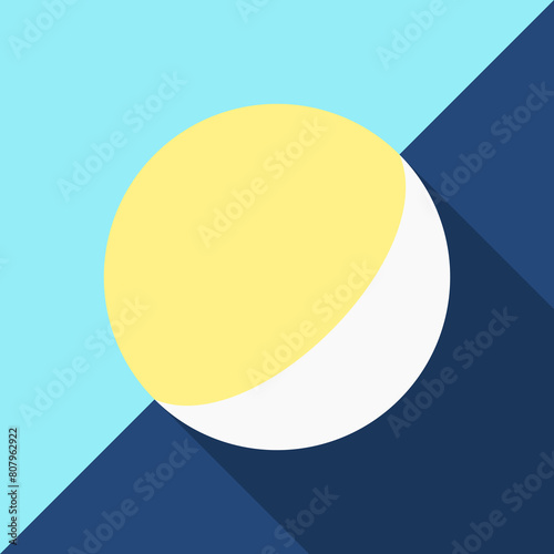 Day and night, sun and moon halves. Time, nature, daytime, change, cycle, sunlight, weather and equinox concept. Flat design. EPS 8 vector illustration, no transparency, no gradients