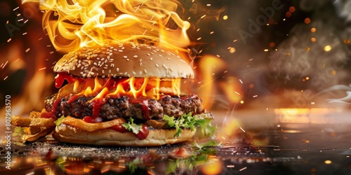 Flaming Hamburger Delight photo