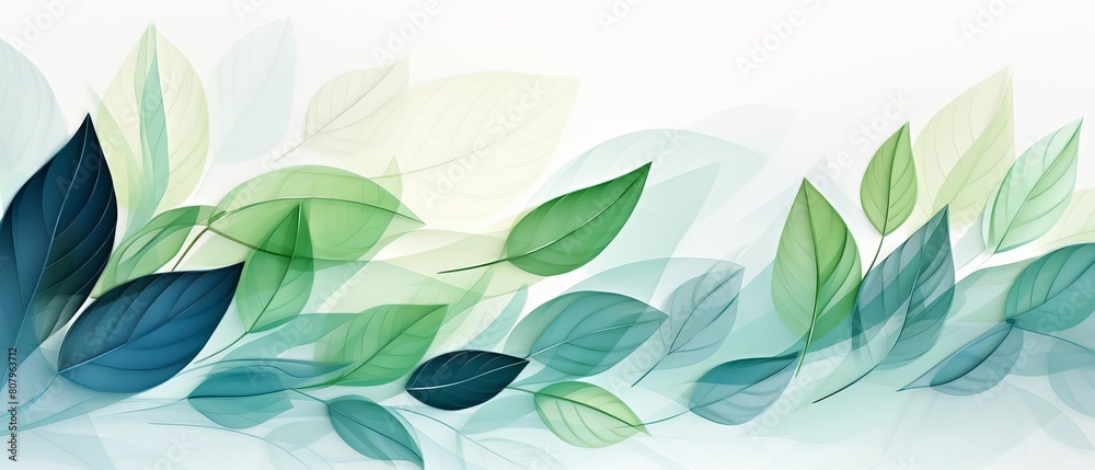 Stylized leaf shapes in varying shades of green layered in a minimalist design over a white background to emphasize natureinspired sustainable business. Stylized leaf shapes in varying shades of green layered in a minimalist design over a white background to emphasize natureinspired sustainable business.