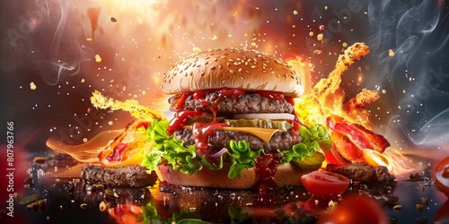 Fiery Burger: Inferno Delight photo