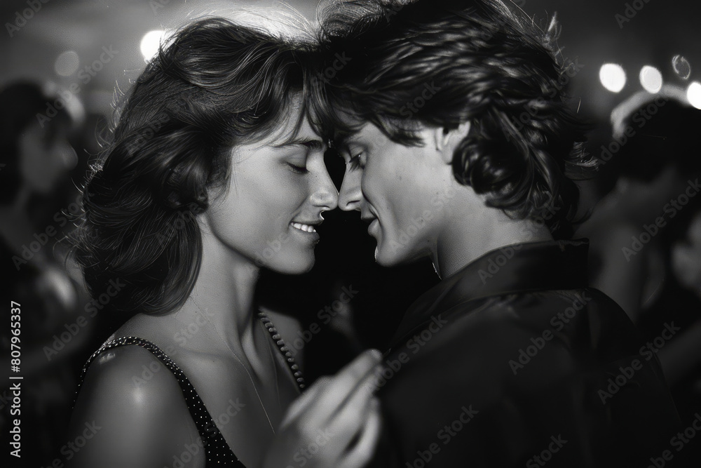 Fototapeta premium Couple Enjoying the Disco Scene in 1975
