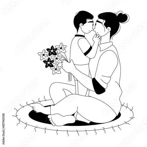 Get this glyph illustration of mom cuddling 