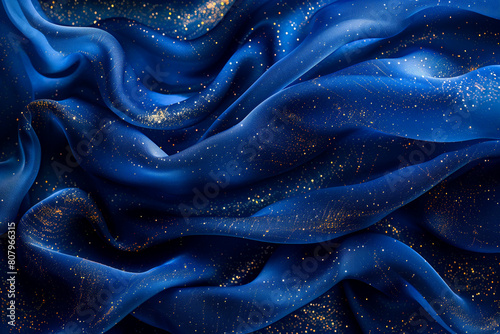 Silk fabric weaves through cosmos with golden stars - Generative AI