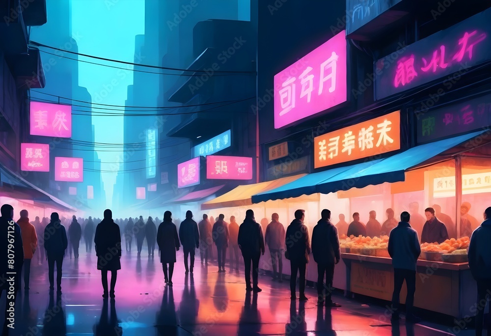 Watercolor painting an 8k image of a cyberpunk str (9)