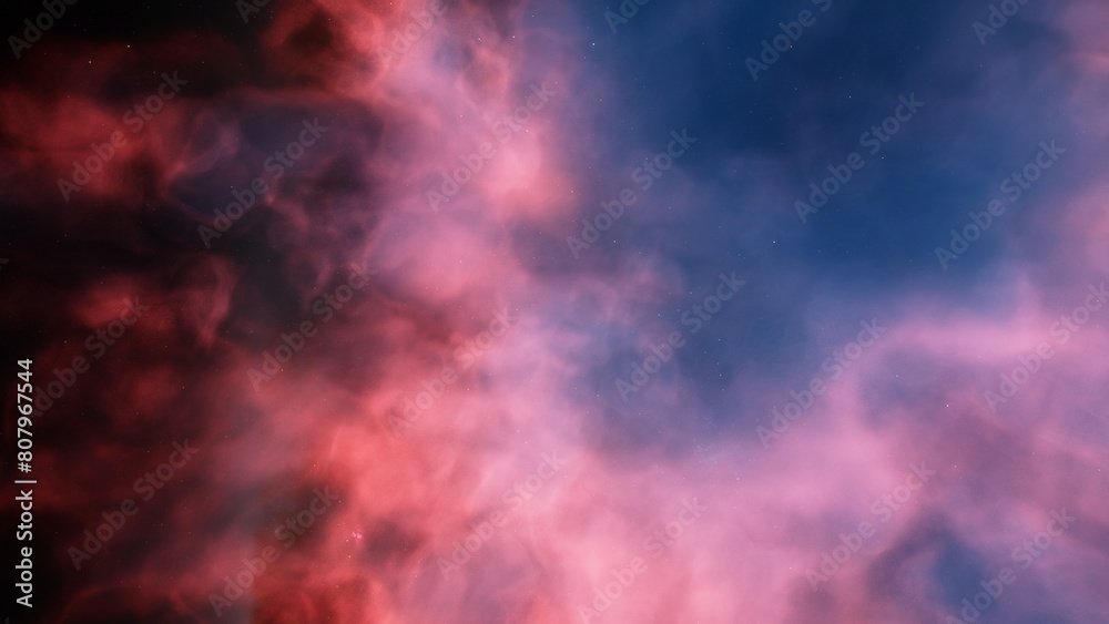 Fototapeta premium red-violet nebula in outer space, horsehead nebula, unusual colorful nebula in a distant galaxy, red nebula 3d render 