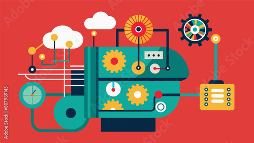 An intricate machine with intricate thoughts the Rational Thinking Machine delves into the complexities of rational thinking.. Vector illustration