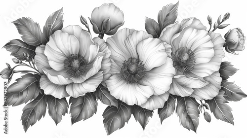 3d illustration with coloring flowers. Abstract fashion element. Modern pattern.