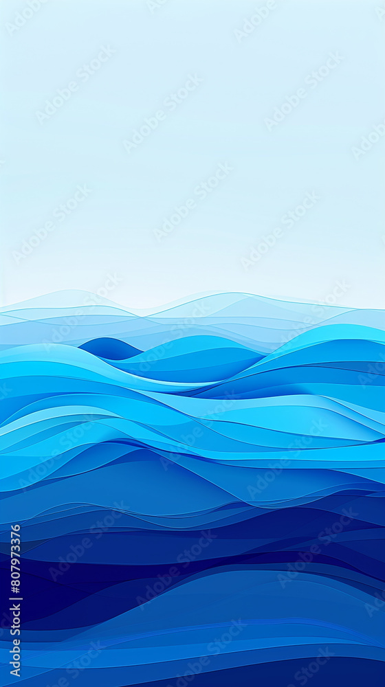 Sleek abstract design with gradient wave patterns in shades of cobalt blue to sky blue