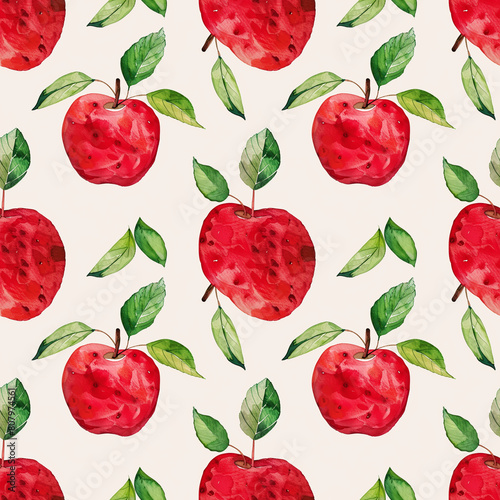 Timeless watercolor apples motif, a versatile choice for textile, wallpaper, and poster designs