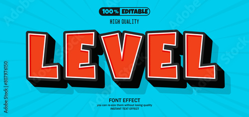 Level text effect. Editable text effect
