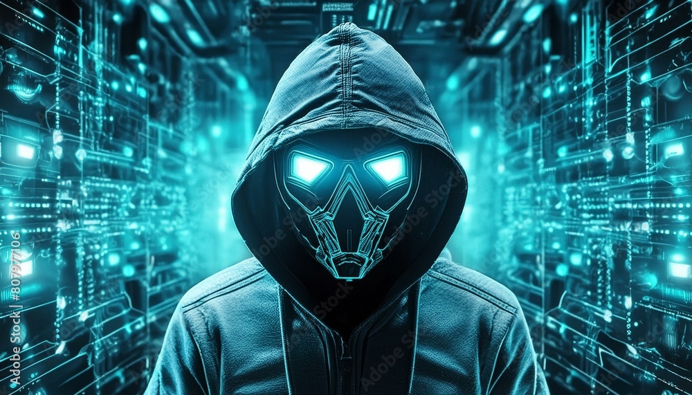 person with code, hacker with code and computer, hacker's hand reaching ...