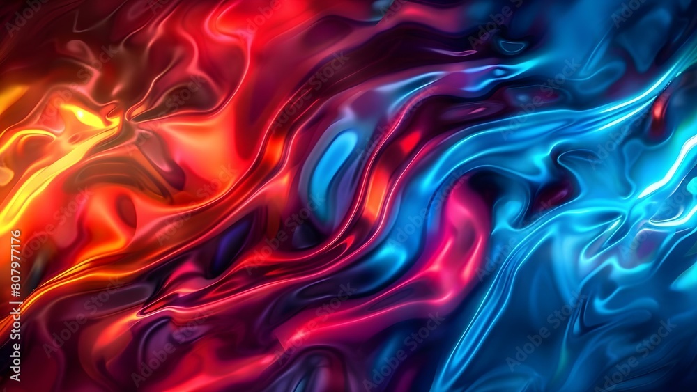 Obraz premium Colorful holographic background with neon gradient and iridescent foil effect trendy 80s90s style. Concept 80s, 90s, Holographic, Neon, Iridescent