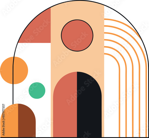 Geometric abstract contemporary aesthetic shapes nordic boho minimal drawings and aesthetic retro prints generated by Ai