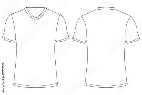 V Neck T shirt jersey mockup vector illustration template design photo