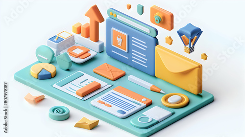 A 3D Flat Icon Illustrating Customer Satisfaction Survey Email Concept in Isometric Scene