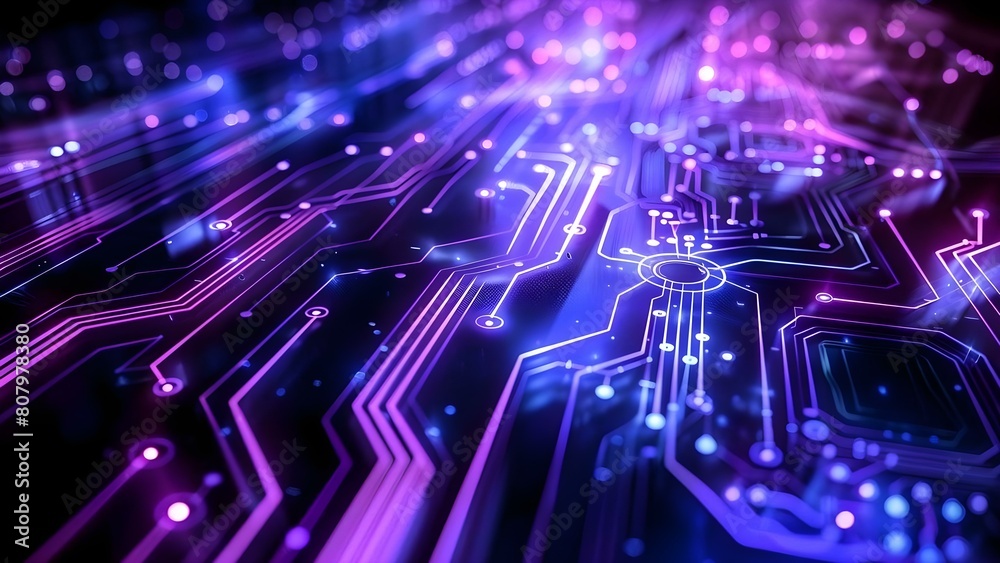 Fototapeta premium Creating a Futuristic Interface: HUD Circuit Board with Holographic UI for Business and Education. Concept Futuristic Technology, Holographic User Interface, Business Innovation, Educational Tools
