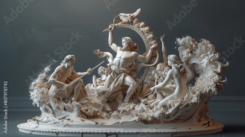 A captivating 3D model of a scene from a famous myth, like Odysseus encountering the Sirens, bringing the stories to life in a new way  ,3DCG photo