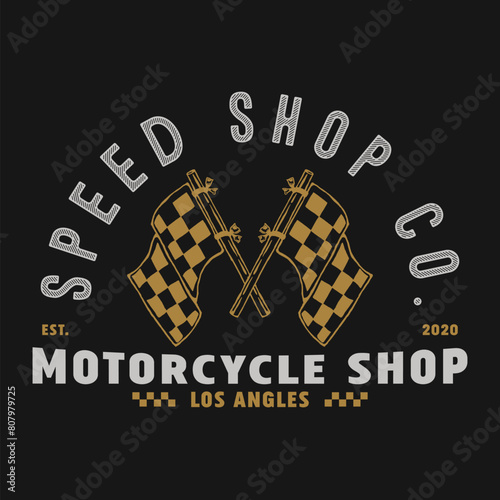 Vintage Badge Logo Chequered Flag