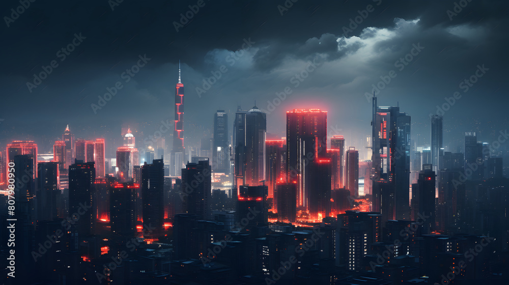 Fototapeta premium Digital night design illustration abstract graphic poster web page PPT background