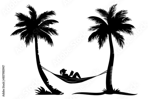 palm tree with hammock