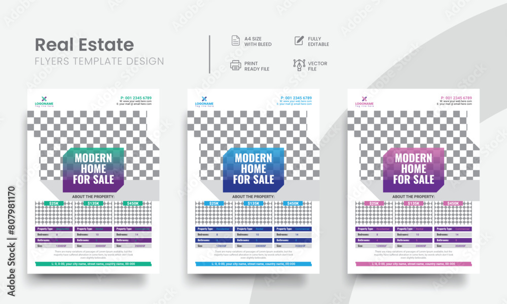 Affordable real estate flyer design template for realtor residential, rental & commercial home sale colourful announcement leaflet. Vol - 14 Affordable real estate flyer design template for realtor residential, rental & commercial home sale colourful announcement leaflet. Vol - 14