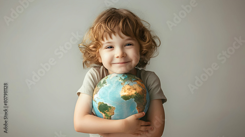 little girl with globe